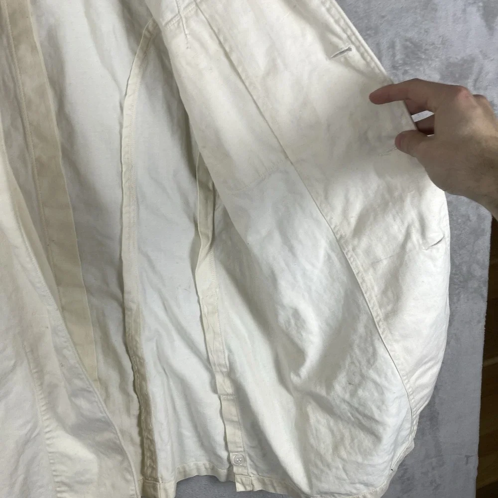 True Vtg 30s 40s Sanforized White Cotton Twill Chore Uniform Jacket Portlite